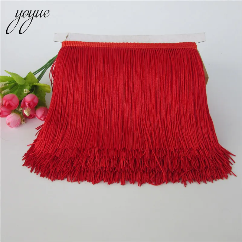 YOYUE 10 ярдов 15 см с длинной бахромой отделка кружевной лентой кисточки для штор платья шитье бахрома отделка Diy аксессуары - Цвет: Red