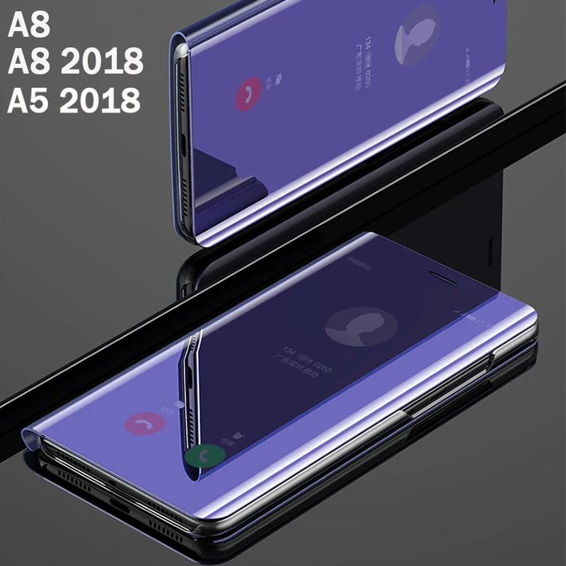 YonLinTan флип умный зеркальный чехол для телефона Samsung Galaxy A8 2018 8 A5 Жесткий кожаный Clear