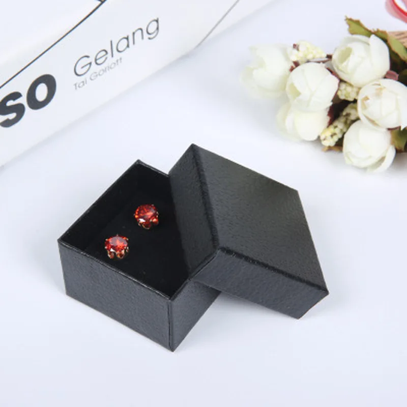 

24pcs/lot 5x5x3cm Black Pearl Paper Jewelry Box with Black Sponge Ring Pendant Jewelry Box Multi-purpose Jewellery Gift Cases