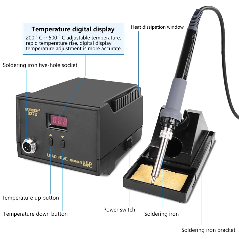 

220V 65W BGA rework station Digital soldering station Welding station with solder welder support 5 tips welding tool