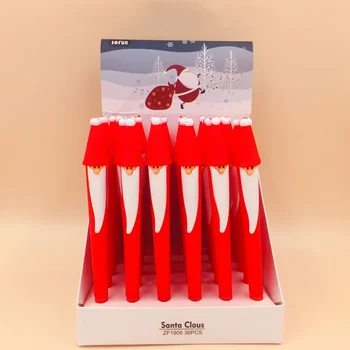 

4 Pcs/set Cartoon Merry Christmas Santa Claus Silicone Gel Pens Black Ink Writing Pens Stationery Student Prize Christmas Gifts