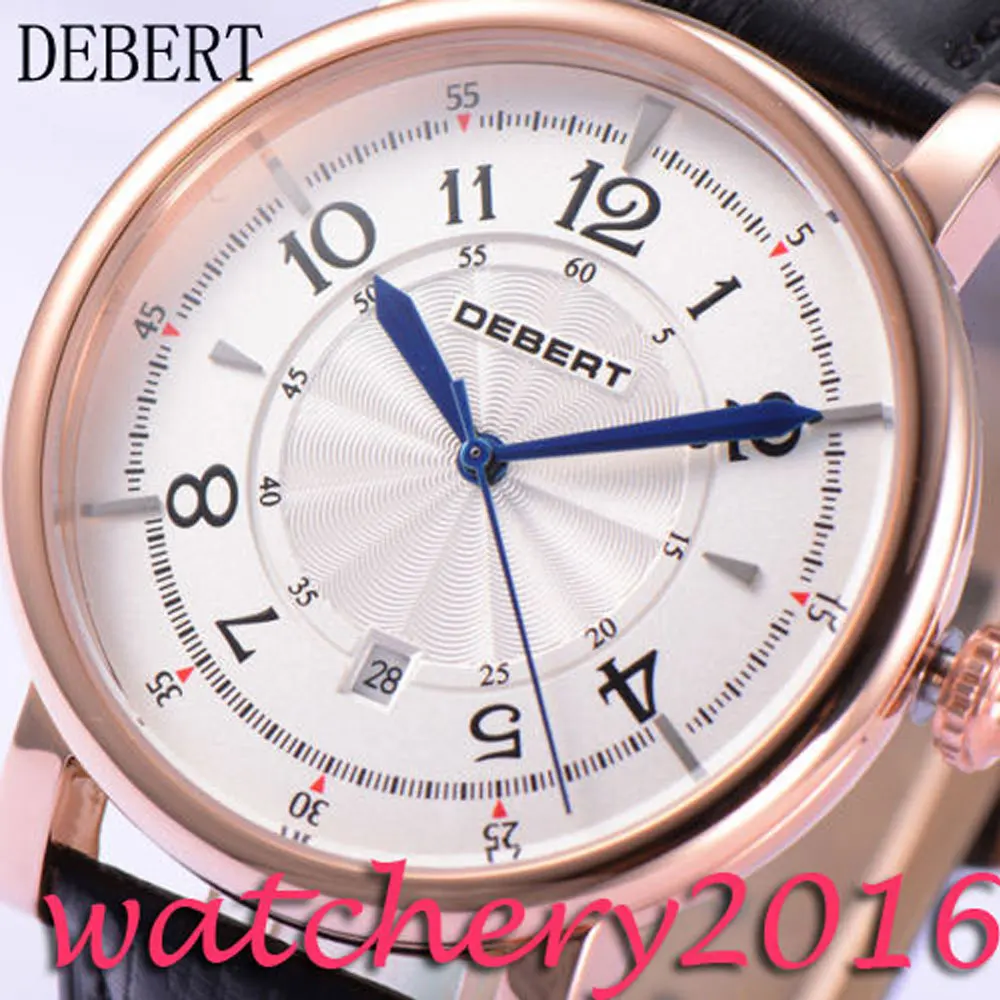 

43mm Debert white dial rose golden steel case 21 jewels miyota 8215 automatic movement Men's Watch
