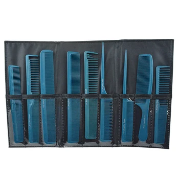 

Prfessional Hair Styling Comb Set, Tail Comb In Blue Color Hair Cut Comb 9 Piece With Purse Hairdressing Comb B098