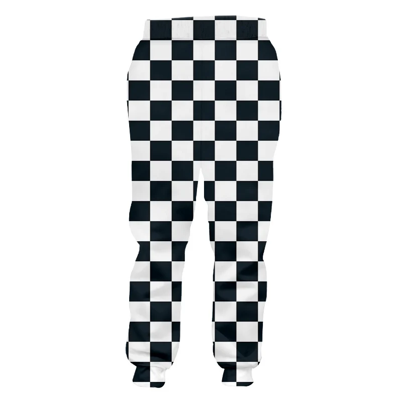 OGKB Fall Winter Loose Comfort Long Pants Men's Cool Print Black White Grid 3D Sweatpants Man Hiphop Harem Joggers Pants Homme