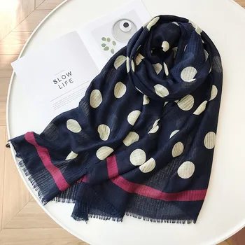 

Ladies Fashion Loop Dot Viscose Shawl Scarf Spain Luxury Brand Print Soft Hijabs and Wraps Pashmina Stole Muslim Sjaal 180*100Cm