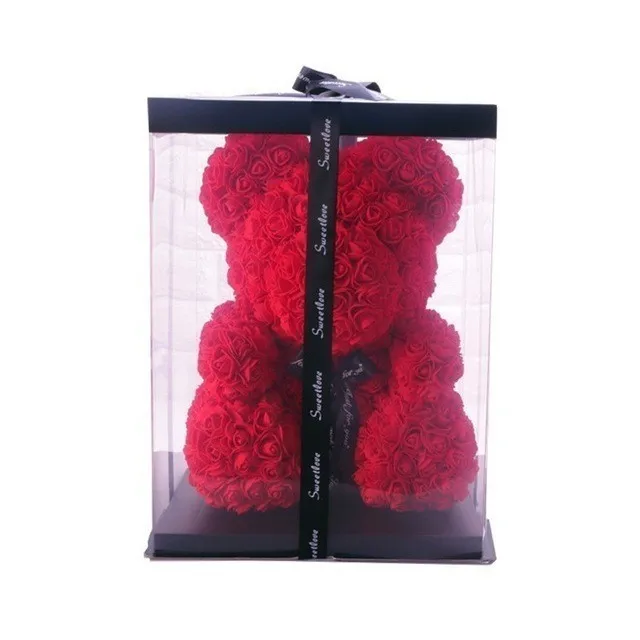 25cm red with box Новинка 25 см Плюшевый цветок розы упаковка для подарка с медведем коробка Свадебное Рождественское украшение день Святого Валентина подарите подруге Gif - Цвет: 25cm red with box