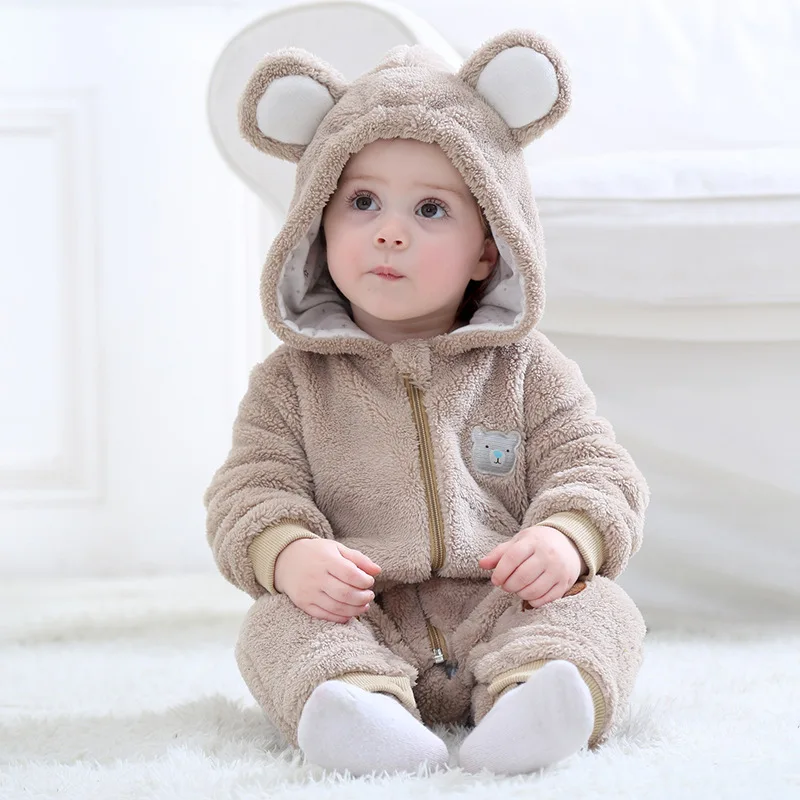 

2018 New Born Baby Autumn Cartoon Cholthes 0-3y Children Flannel Long Sleeve Rompers Baby Animal Costumes Jumpsuit Pajamas