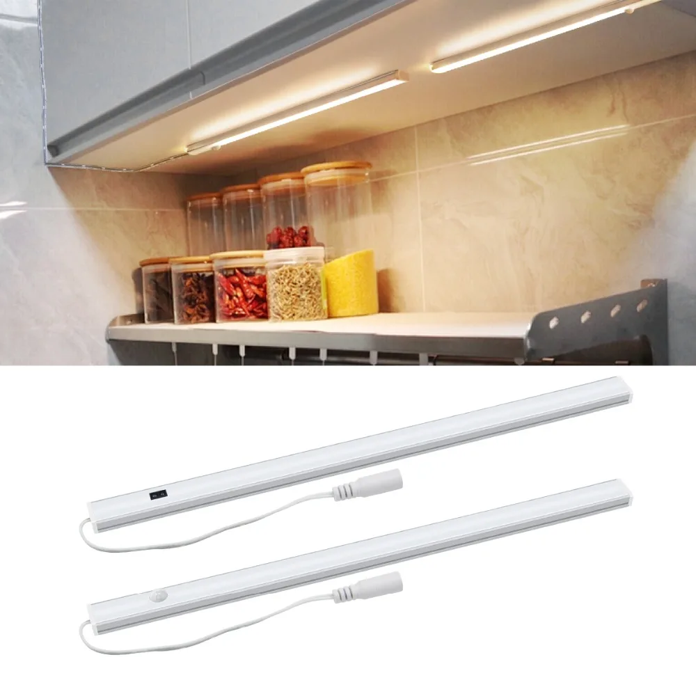 PIR Motion Sensor Table Lamp DC 12V Hard Strip LED Light Hand Wave Switch Light For Kitchen Cabinet Desk Bedside Desk Lamp Decor