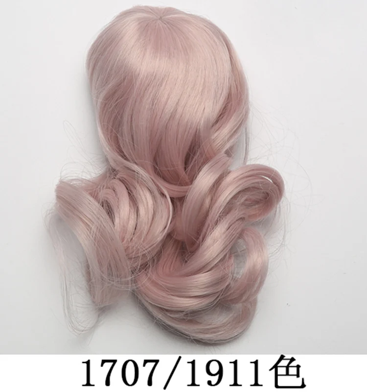 Goedkoop Gratis Verzending BJD Pruik 1 4 Lange Krullend Bang Hoge Temperatuur Haar Roze Feeën Voor Minifee Luts Meisje Pop luodoll