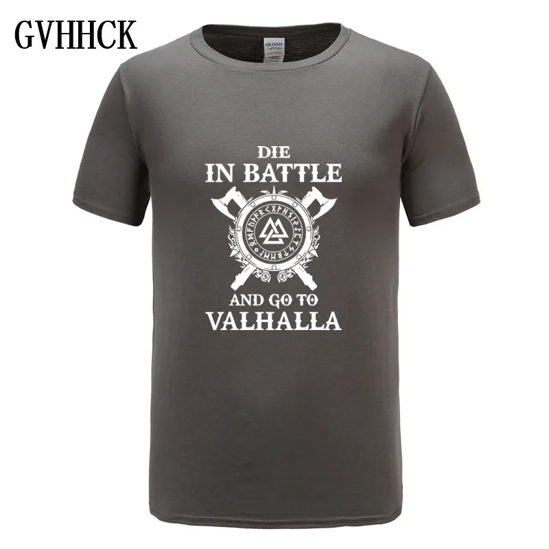 Odin Vikings, Мужская футболка, умри в бою и пойди в Валгаллу, мужская летняя футболка с принтом в стиле хип-хоп, черные топы, футболка размера плюс XXL