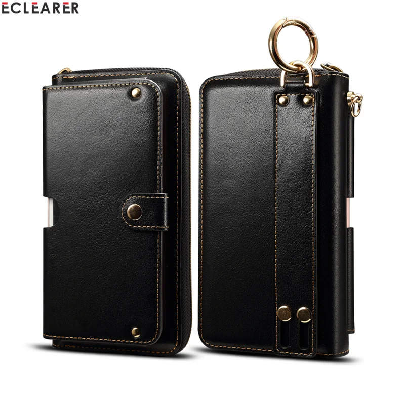 Universal Genuine Leather Wallet Cell Phone Bags Cases Luxury Multi