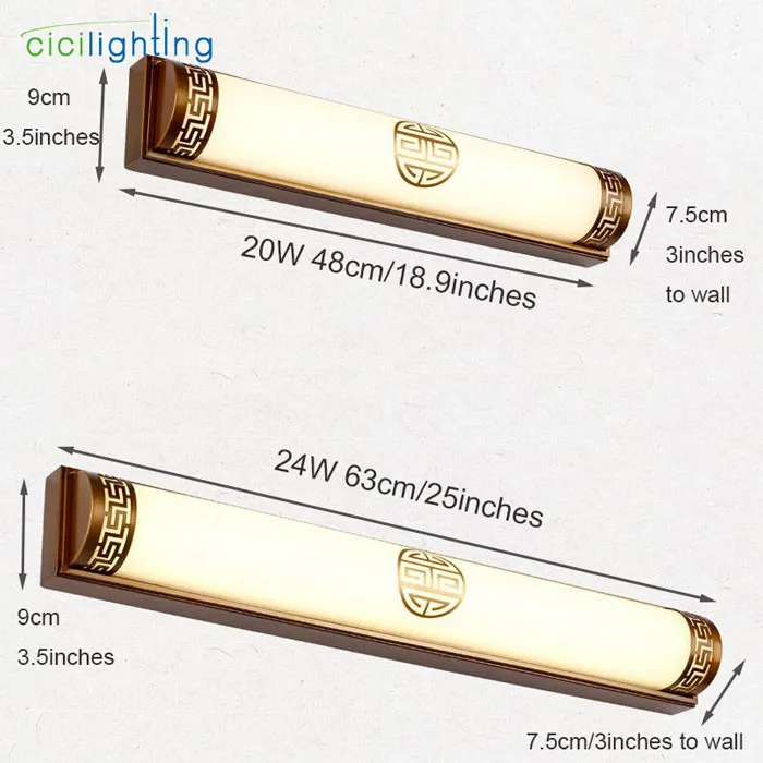 L48cm L63cm L83cm китайские светодиодные зеркальные лампы Ретро светильник ing лампы ванная комната настенный светильник Бронзовый черный европейский косметический светильник
