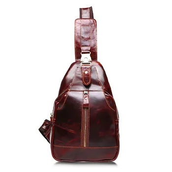 

BOLEKE New High Quality Vintage Casual Crazy Horse Leather Genuine Cowhide Men Chest Bag Small Messenger Bags For Man Shoulder