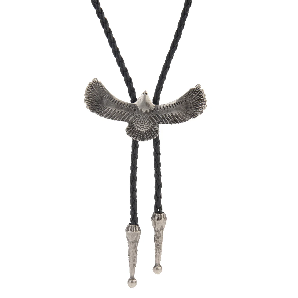 Adult Men Antique Style Alloy Metal Eagle Pendant Bolo Tie Necktie Necklace 