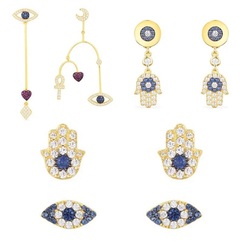 

Fashion Charm 100% Sterling Silver Original 1:1 High Quality Golden Series Eye Of The Demon Earrings Women Jewelry Free Mail
