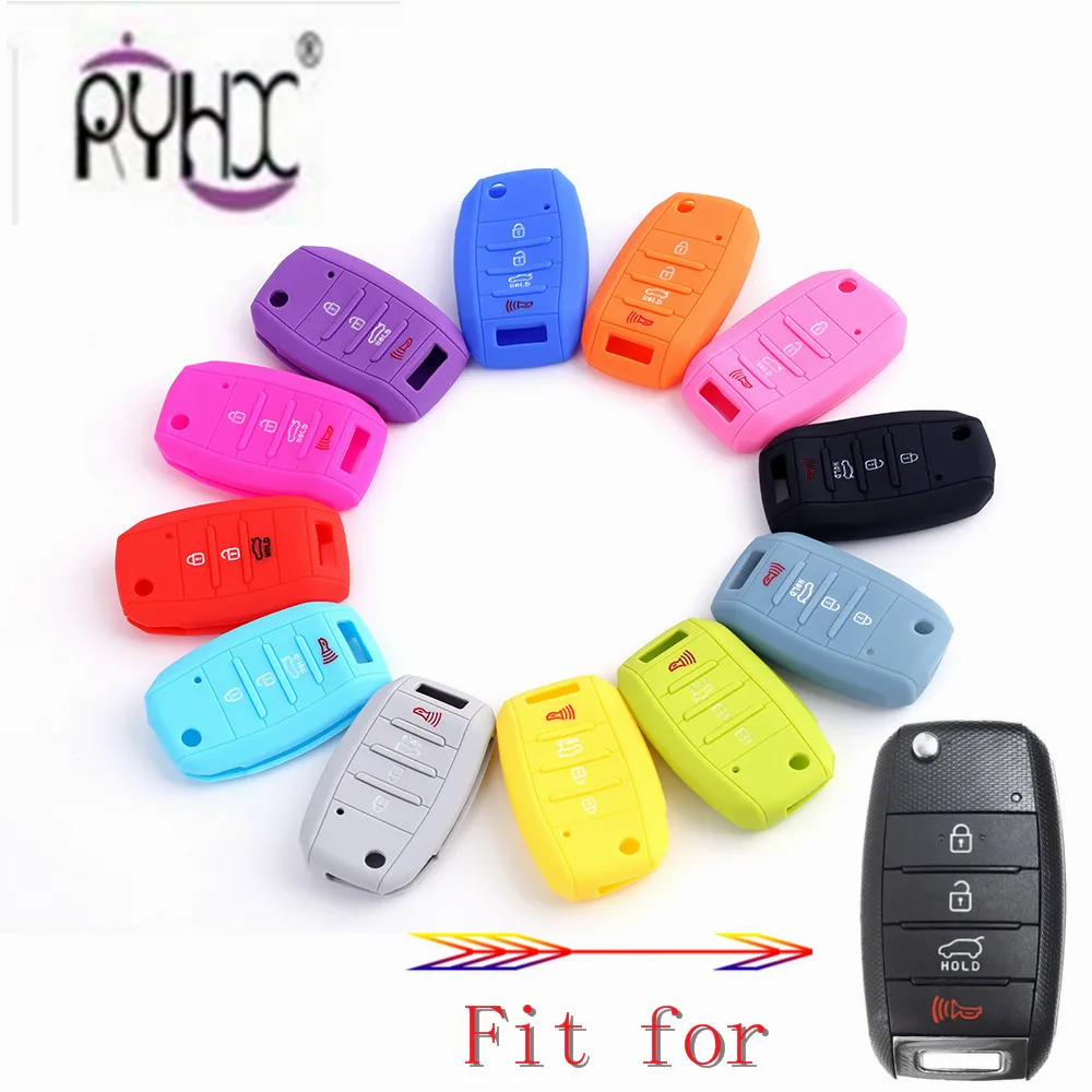 

Car Styling Key Cover Case Fit For 13-16 Kia Optima For Sportage Silicone Protection Fob Soul Rio Forte Carens 2018