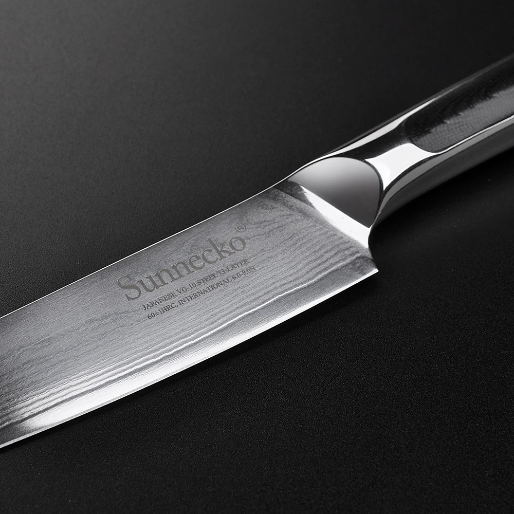 SUNNECKO New 5'' inch Utility Knife Damascus Japanese VG10 Core Steel Blade Kitchen Knives Sharp Fr