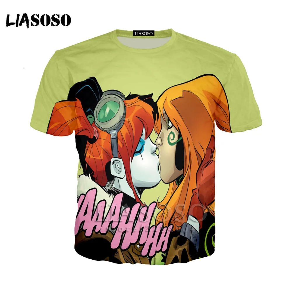 

LIASOSO Harley Quinn tshirt in men's women' T shirts Superman Deadpool The Joker Tee Shirt Homme 3D Shirts Hip Hop QU13