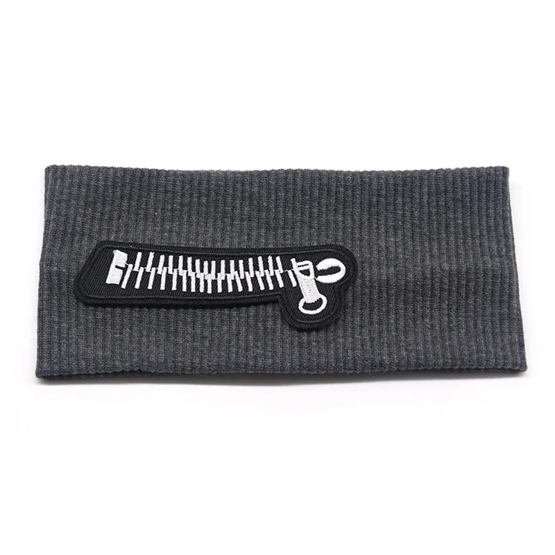 Dark Grey Women's Ribbed Cotton Headband Summer Leopard Rhinestone DIY Hair Band for Girls Flat Elastic Stretchy Hair Accessories - Цвет: Dark Grey