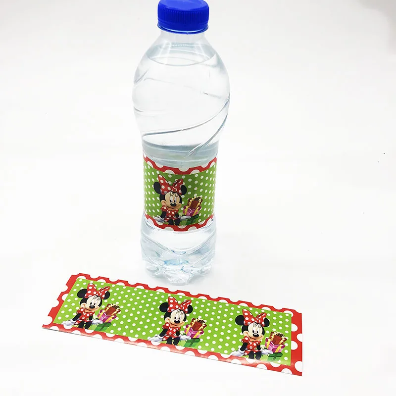 

6pcs/pack Minnie Mouse water bottle labels Minnie Mouse theme bottle stickers Minnie Mouse theme water bottle decorations