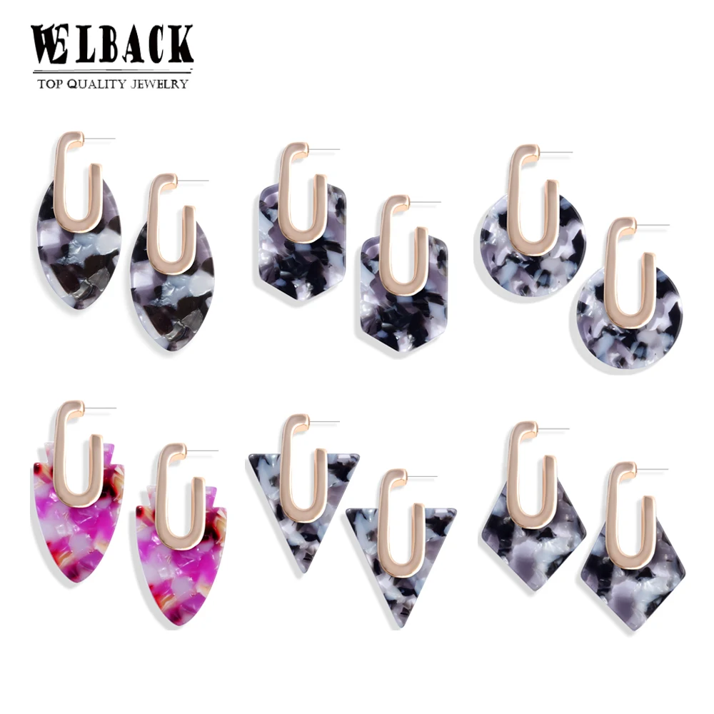 

2019 Trendy Acrylic Color Geometric Shape Dangle Earrings Round Triang Elliptical Acetate Drop Earrings For Women Girls Jewelry