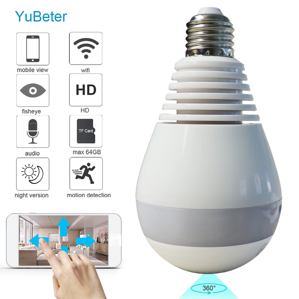 

YuBeter 1.3MP 3MP 4MP 360 IP Camera Bulb Home Security Wifi Camera Lamp Video Surveillance Infrared Night Vision Two Way Audio