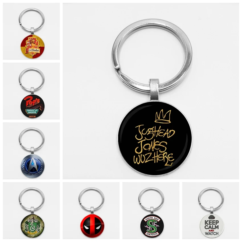 

2018 Fashion 25mm Glass Riverdale Initia Key Chain Star Trek Cam Car Keychain Hanging Handmade Creative Chaveiro Gift Jewelry