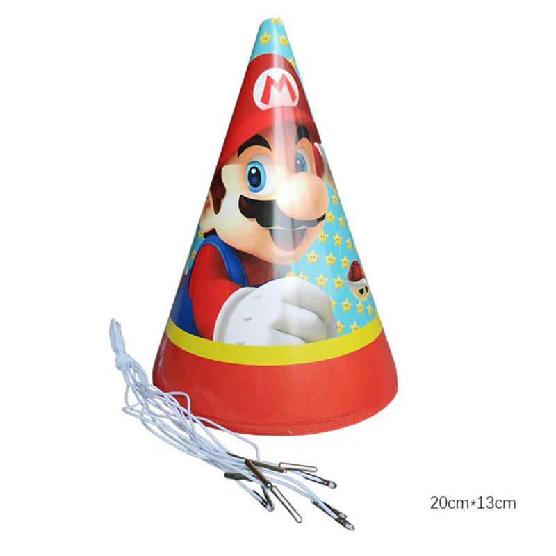 6 шт. Kawaii Супер Марио счастливые шляпы для вечеринки по случаю Дня рождения DIY милые шапочки ручной работы душ детские украшения подарки для мальчиков девочек поставки