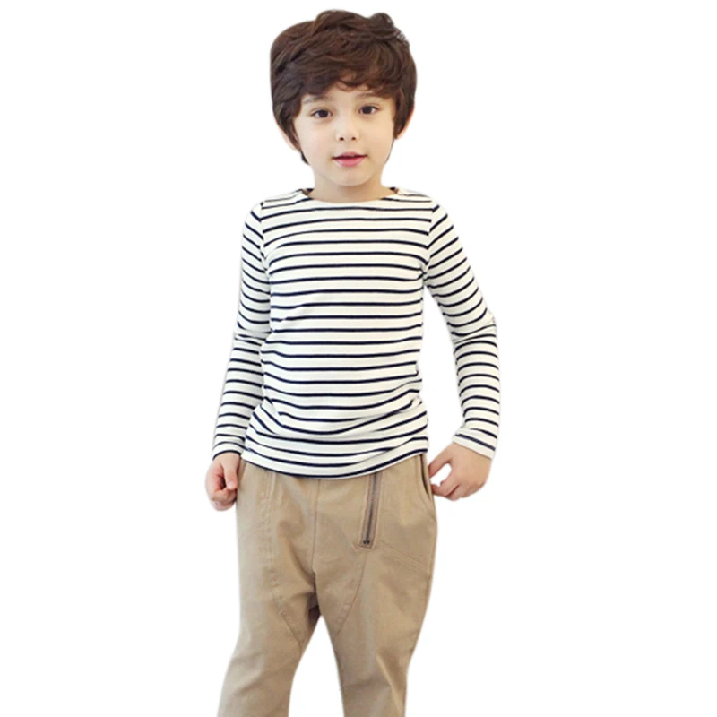 

Autumn Winter Stripe Long Sleeve Pullover Elbow Guard Casual Fashion Baby Boy Girl Blouses Outfits T Shirts Children Tops