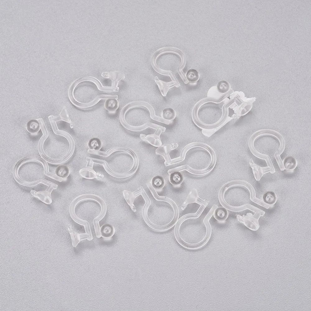 

Transparent Plastic Ear Clip ,Clear Eearring Findings, Remit Piercing, Size: about 9mm wide, 11.5mm long, 1mm thick, hole: 0.8mm