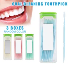 3 упаковки одноразовая зубочистка портативный двуглавый зуб межзубной чистки уход за полостью рта с зеркалом TY99