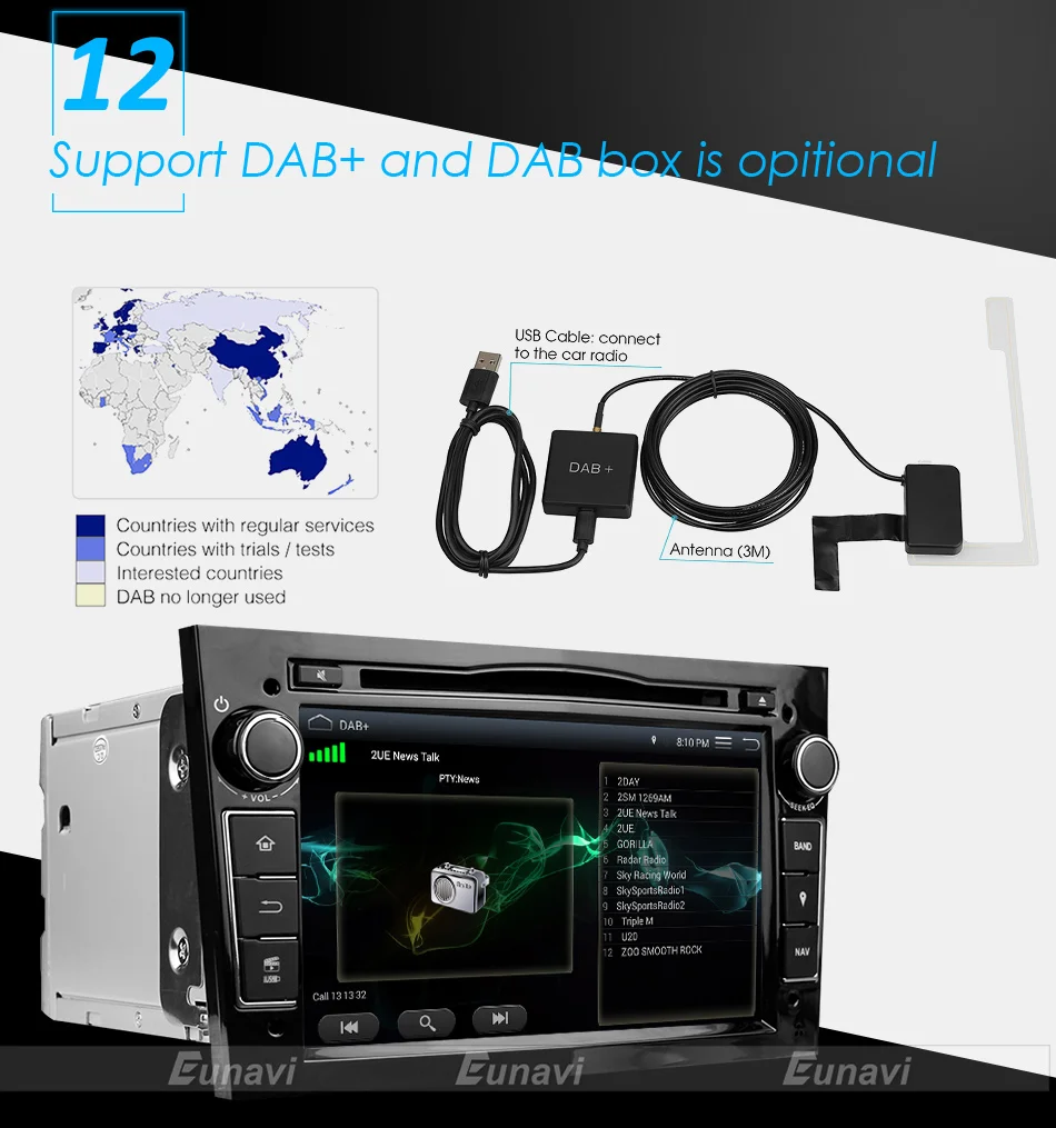 Best Eunavi Quad Core Android 9.0 2 din Car DVD Stereo for Vauxhall Opel Astra H G Vectra Antara Zafira Corsa GPS Navi Radio 2G 18