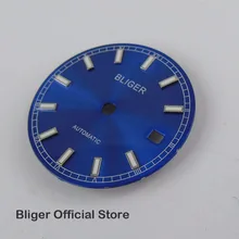 BLIGER 29mm Mostrador Azul Data de Marcas Brancas Mostrador do Relógio Janela Apto Para Mostrador do Relógio Dos Homens Automáticos de Movimento