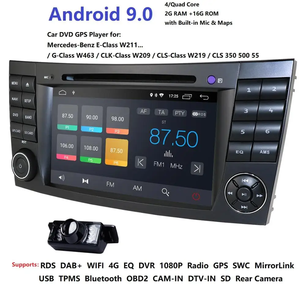 Perfect Two Din Car Multimedia Player Android 9 DVD Player For Mercedes/Benz/E-Class/W211/E300/CLK/W209/CLS/W219 GPS Radio CANBUS 1