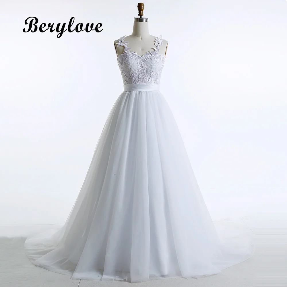 Бальное платье BeryLove белое свадебное платье es тонкие лямки Тюль кружевные свадебные платья женские свадебные вечерние платья свадебное платье