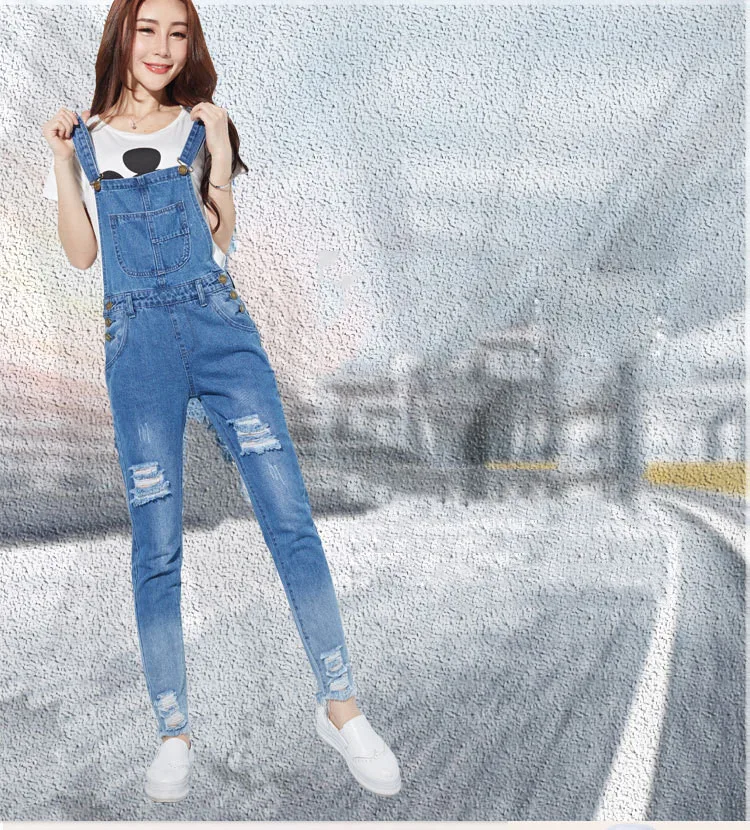 HCYO Fashion Jumpsuit Female Denim Overalls for Women Bodysuit salopette femme En Jean Women Ripped Hole Denim Jumpsuits Rompers (13)