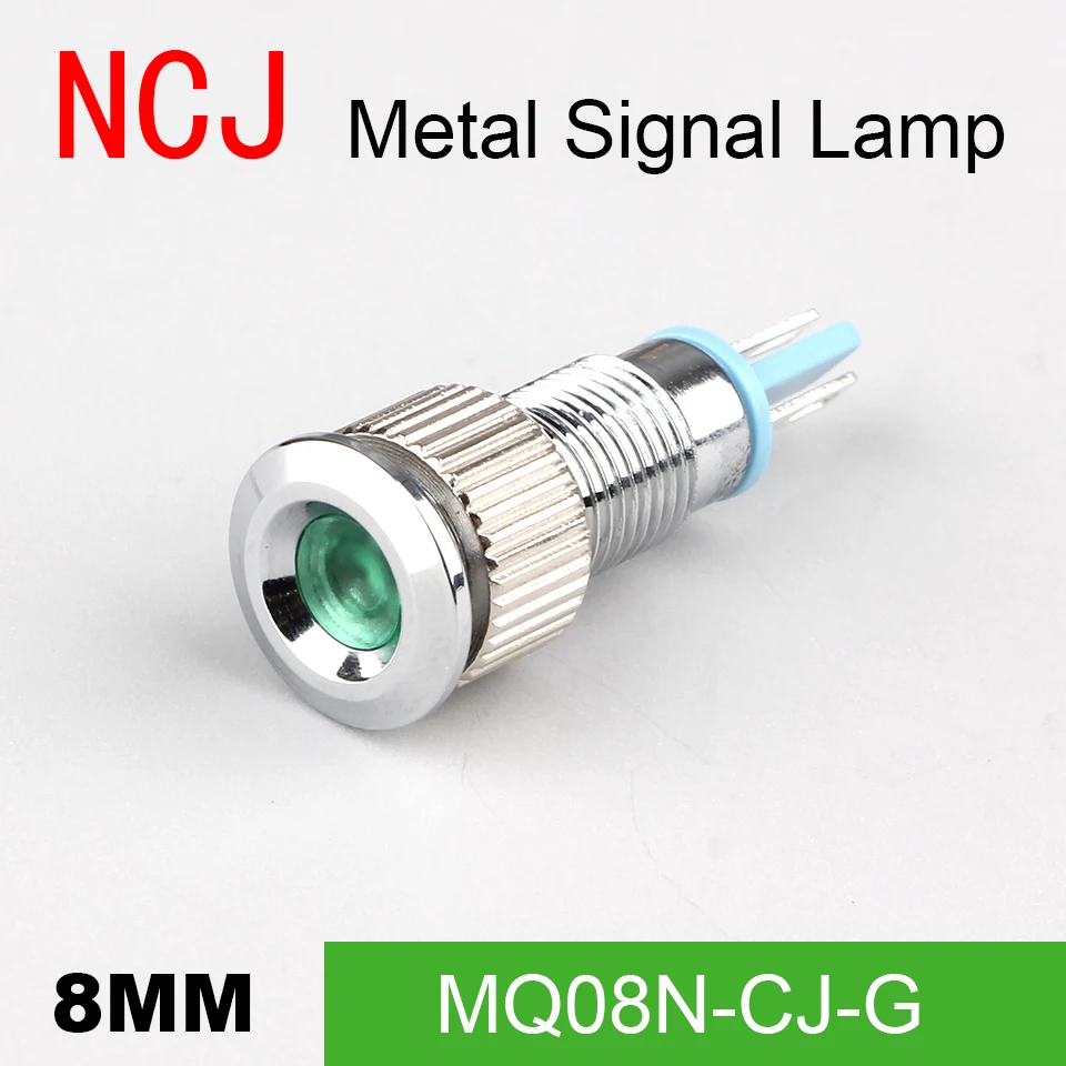 NCJ 8mm LED Signal lamp Indicator Metal signal lamp Warning light pilot light boat light dashboard car 3V 6V 12V 24V 110V 220V