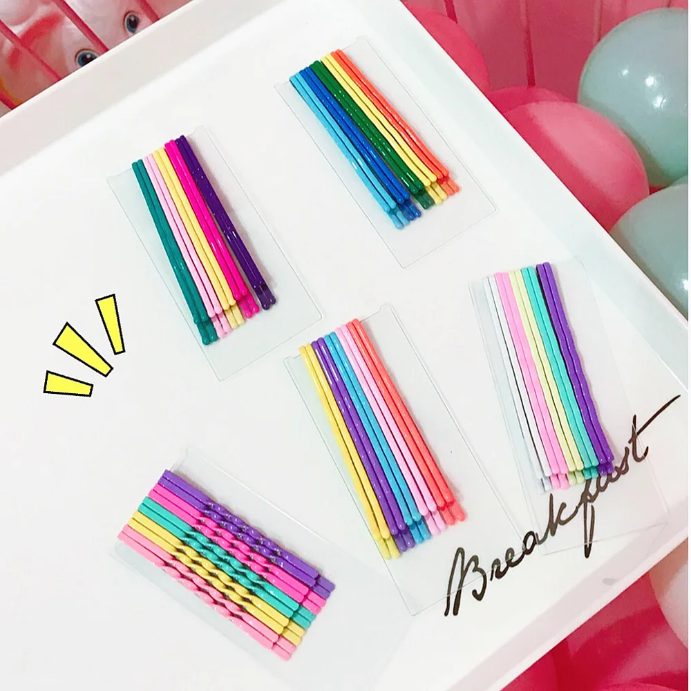

10 pcs Hair Clip Wave Flat Curved Styling Metal Barrette Candy Color for Women Girls Fixed hairstyle