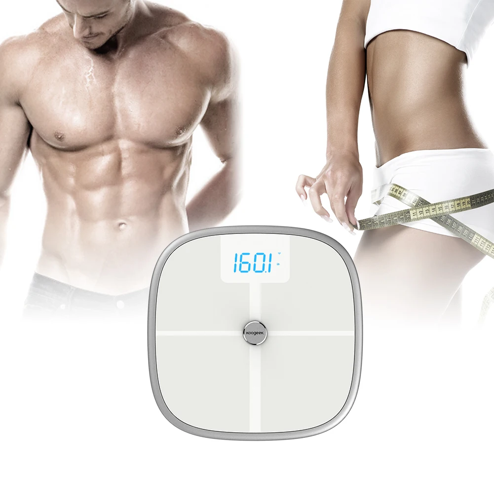 

Koogeek Smart Health Scale FDA Approved Bluetooth Wi-Fi Sync Measures Muscle Bone Mass BMI BMR Body Fat Water Scale for 16Users