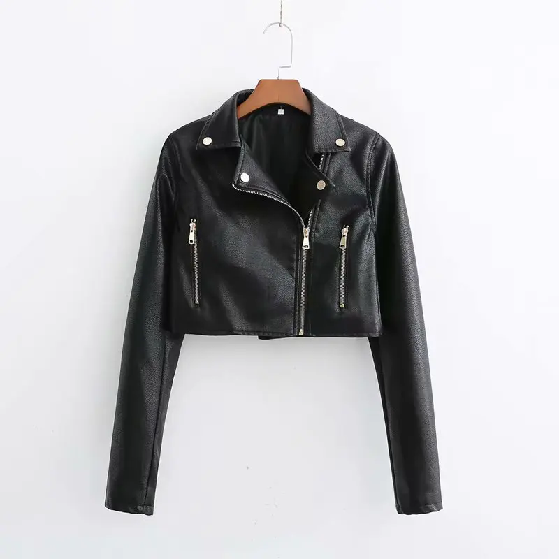 

XD65-1738 European and American fashion short locomotive leather jacket