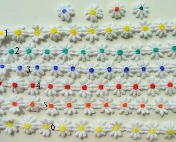 

Water Soluble Daisy Flower lace trim Embroideried Cotton Lace Apparel Accessories Yellow Blue Pink Packing Gift Box Christmas