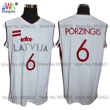 

2017 New White Kristaps Porzingis Jersey #6 Latvija Team Cheap Throwback Basketball Jersey Stitched Vintage Shirts