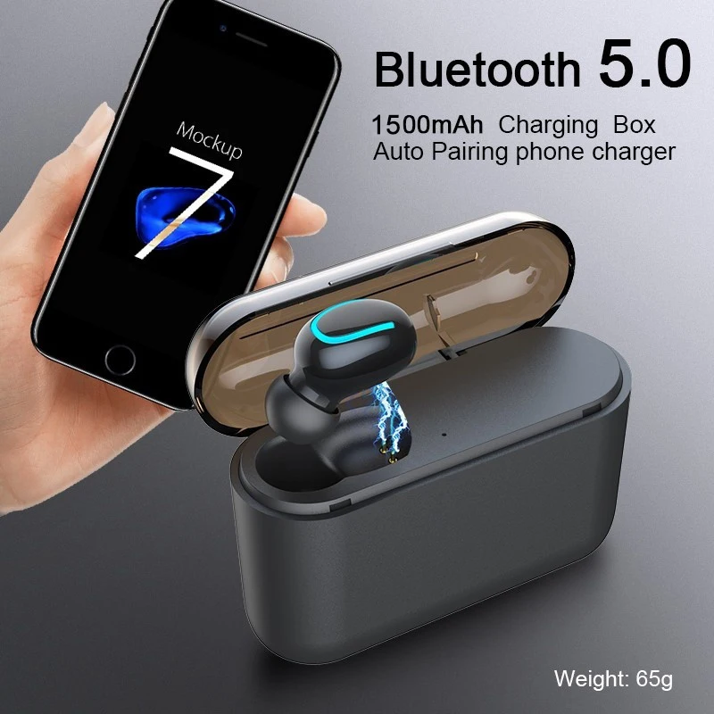 VTIN Single Earbud Ture Wireless Bluetooth 5.0 Earbuds Waterproof Earphone with 1500mAh Charging Case Auto-pairing Headphone     (3)