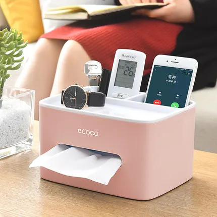 

LF89001 Multi-functional Desk Storage Box Remote Control Case Cosmetic Organizer Holder suction paper tissue box