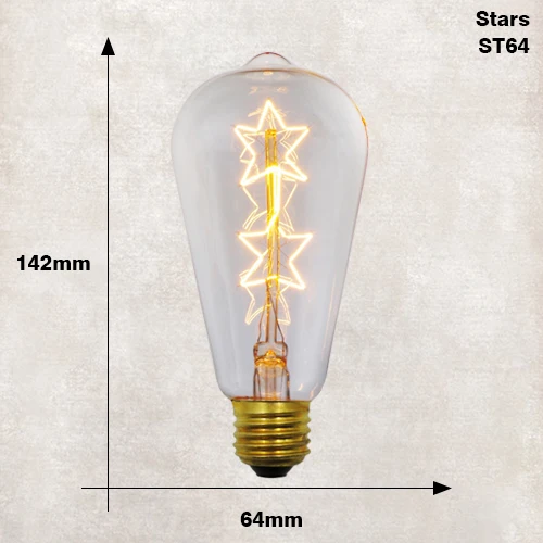 Эдисон лампы e27 220 В 40 Вт st64 t10 g80 g95 в стиле ретро ампулы винтажная лампа Эдисона лампа накаливания Светильник лампы для домашнего декора - Цвет: ST64 Star