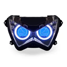 KT Headlight for Kawasaki Z300 2015 2016 LED Angel Eye Blue Demon Eye Motorcycle HID Projector