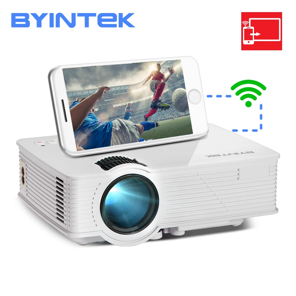 BYINTEK السماء BT140plus مصغرة جهاز عرض (بروجكتور) ليد HD المسرح المنزلي اللاسلكي دفع متعددة شاشة البث Mircast آيفون الذكي