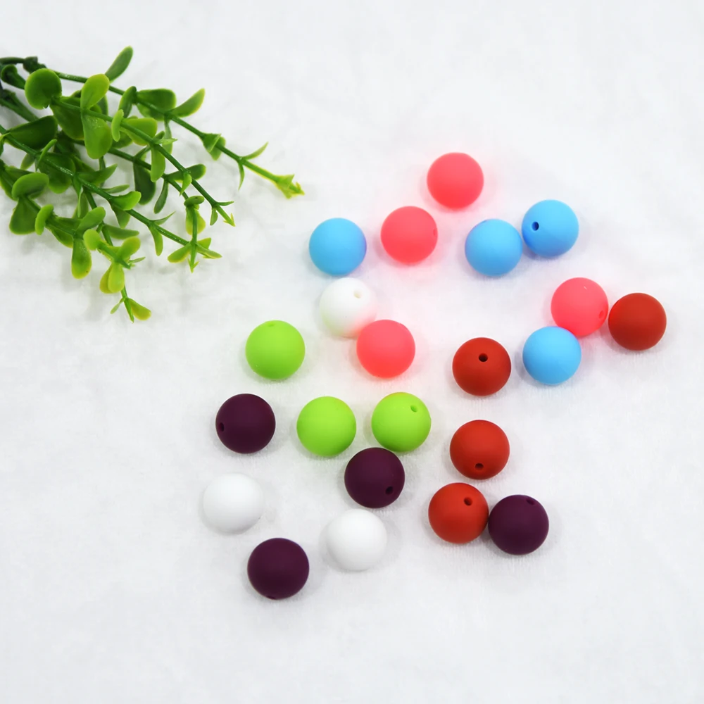 

Happyfriends 50pcs 15mm Silicone Teething Baby Chew Teether Pacifier Clips Bead Food Grade Silicone BPA FREE Teething Beads