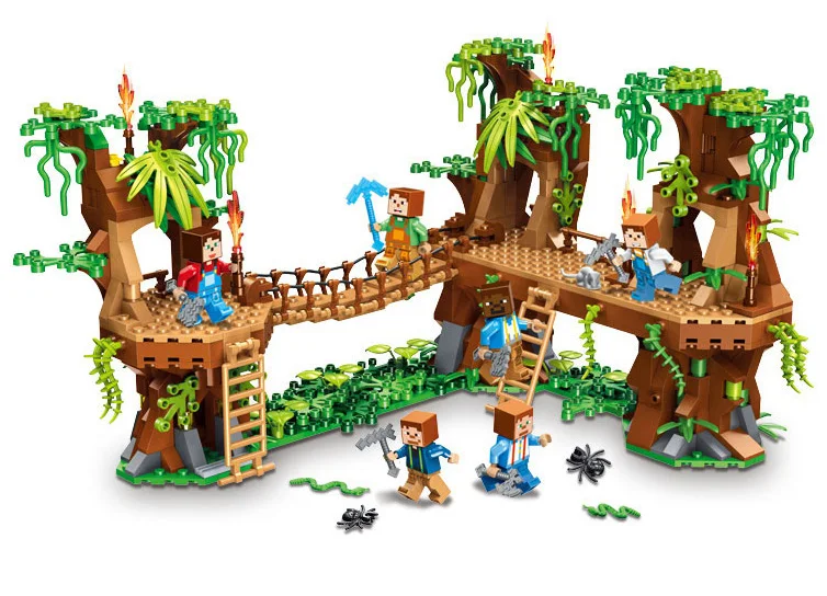 

creators jungle rope bridge tree building block nanoblock bricks model educational toys for kids gifts