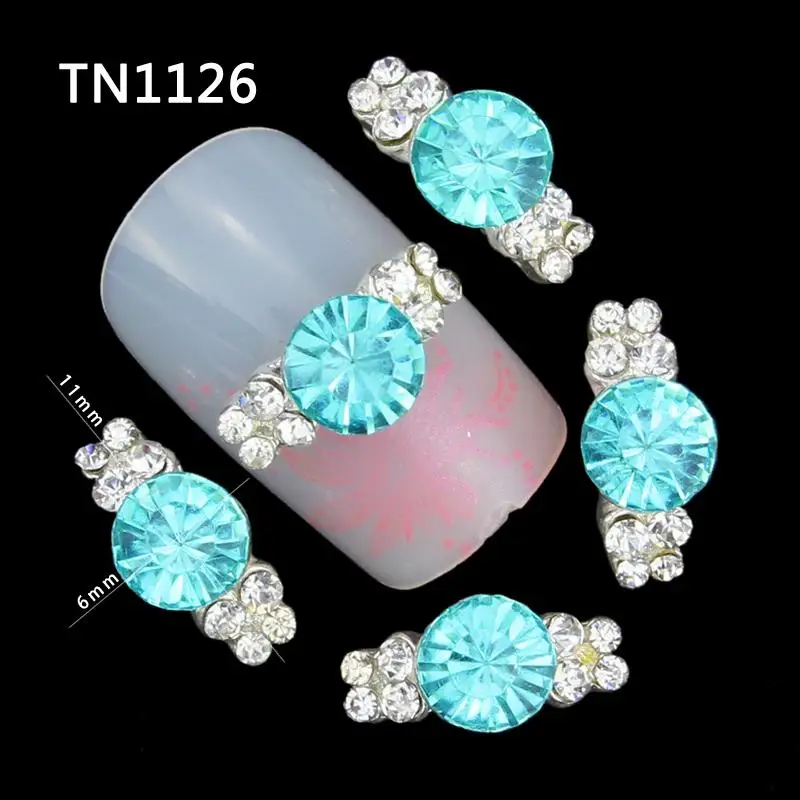  10 Pcs 3D Nail Art Decorations Diy Glitter Silver Alloy Charm Clear Rhinestones For Nail Art Light 